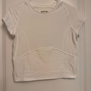 NWOT Free People Protagonist White Short Sleeve Cropped Tee